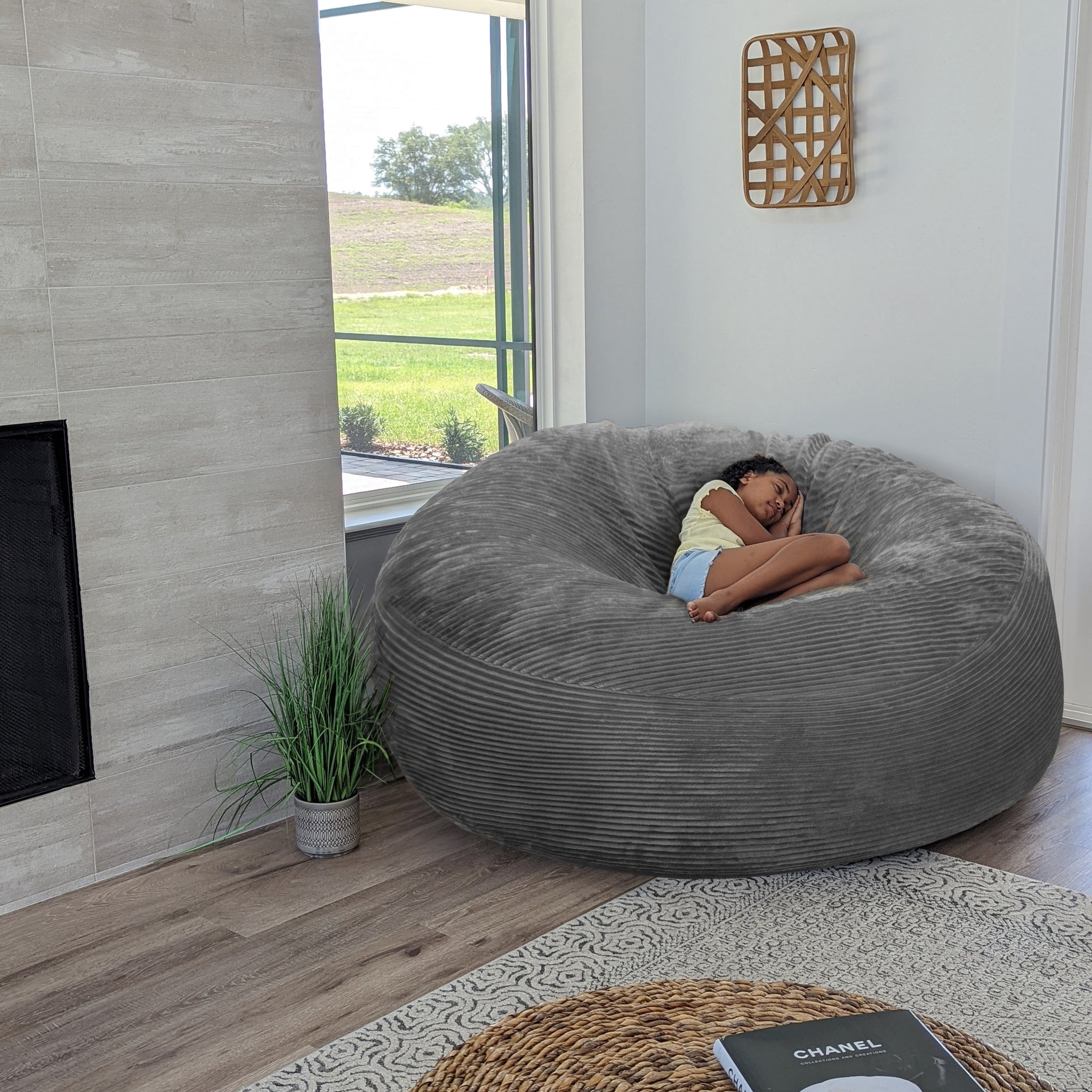 Plush Corduroy Giant Bean Bag Chair