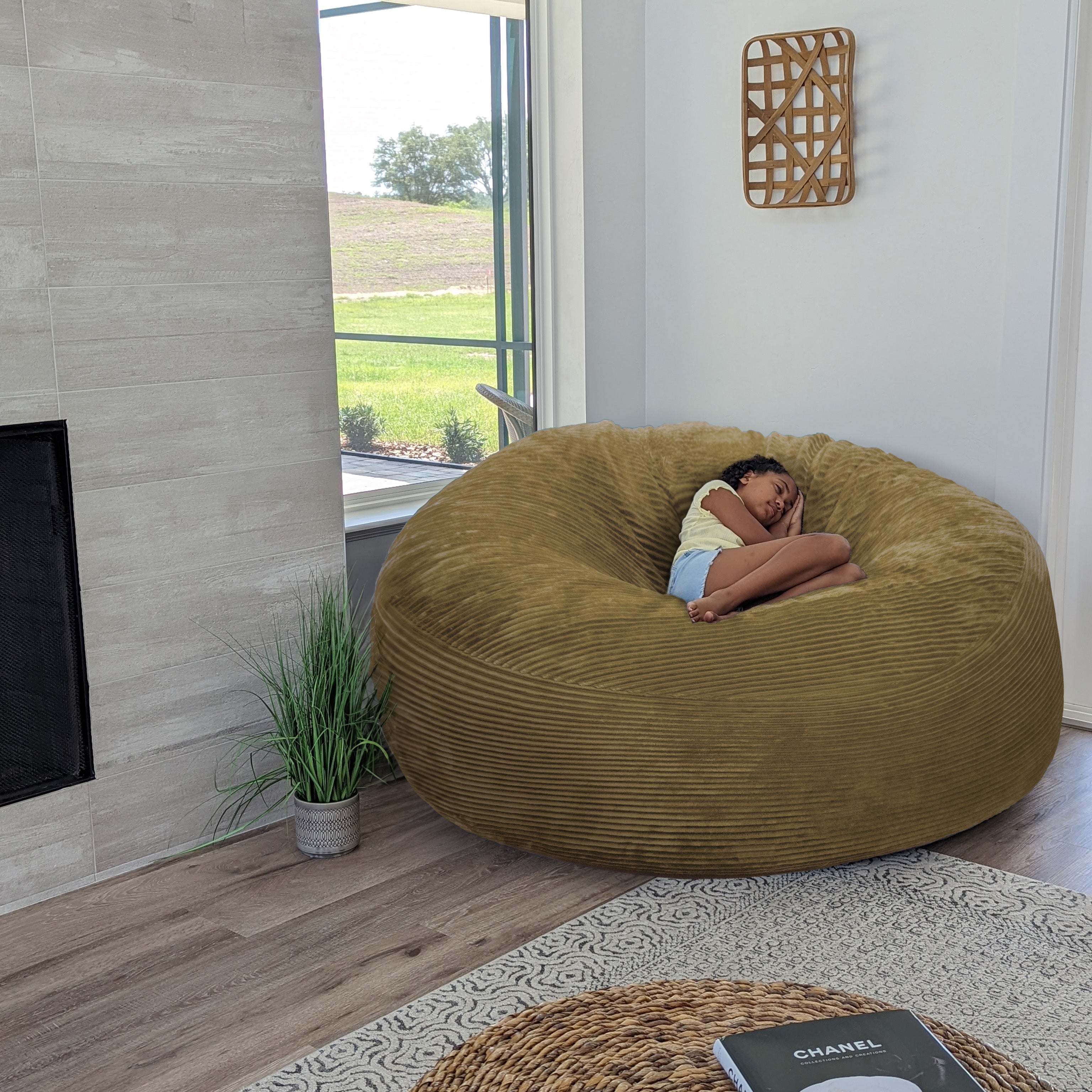 Plush Corduroy Giant Bean Bag Chair