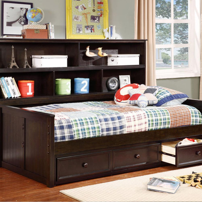 Lakeshore Twin Sideways Bed with 3 Drawer Storage (Espresso)